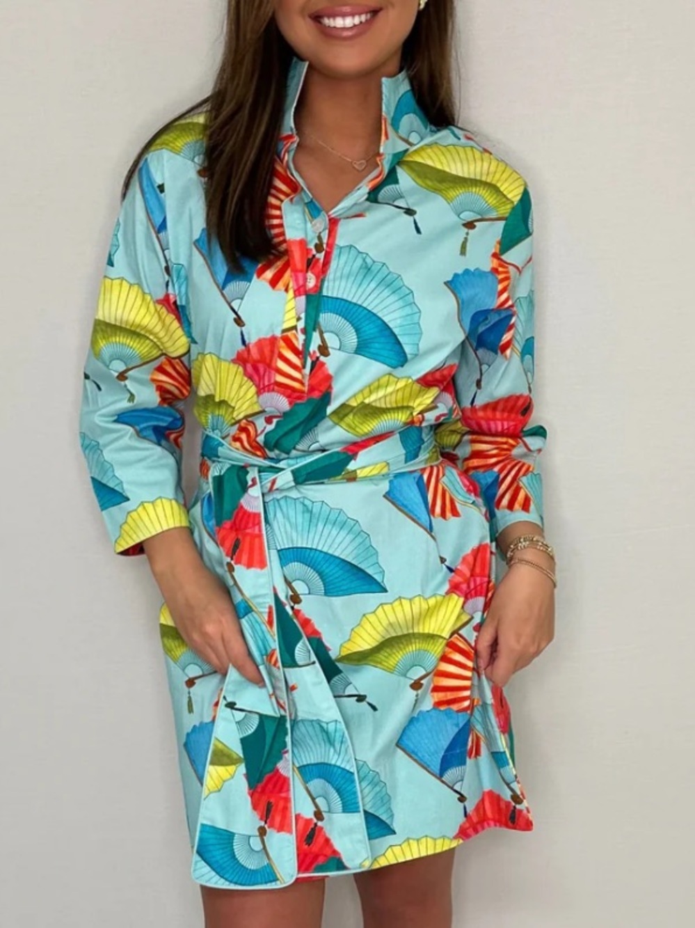 Holly Shae Fanfare Arden Dress Belted Colorful 3/4 Length Sleeves Size XS/S